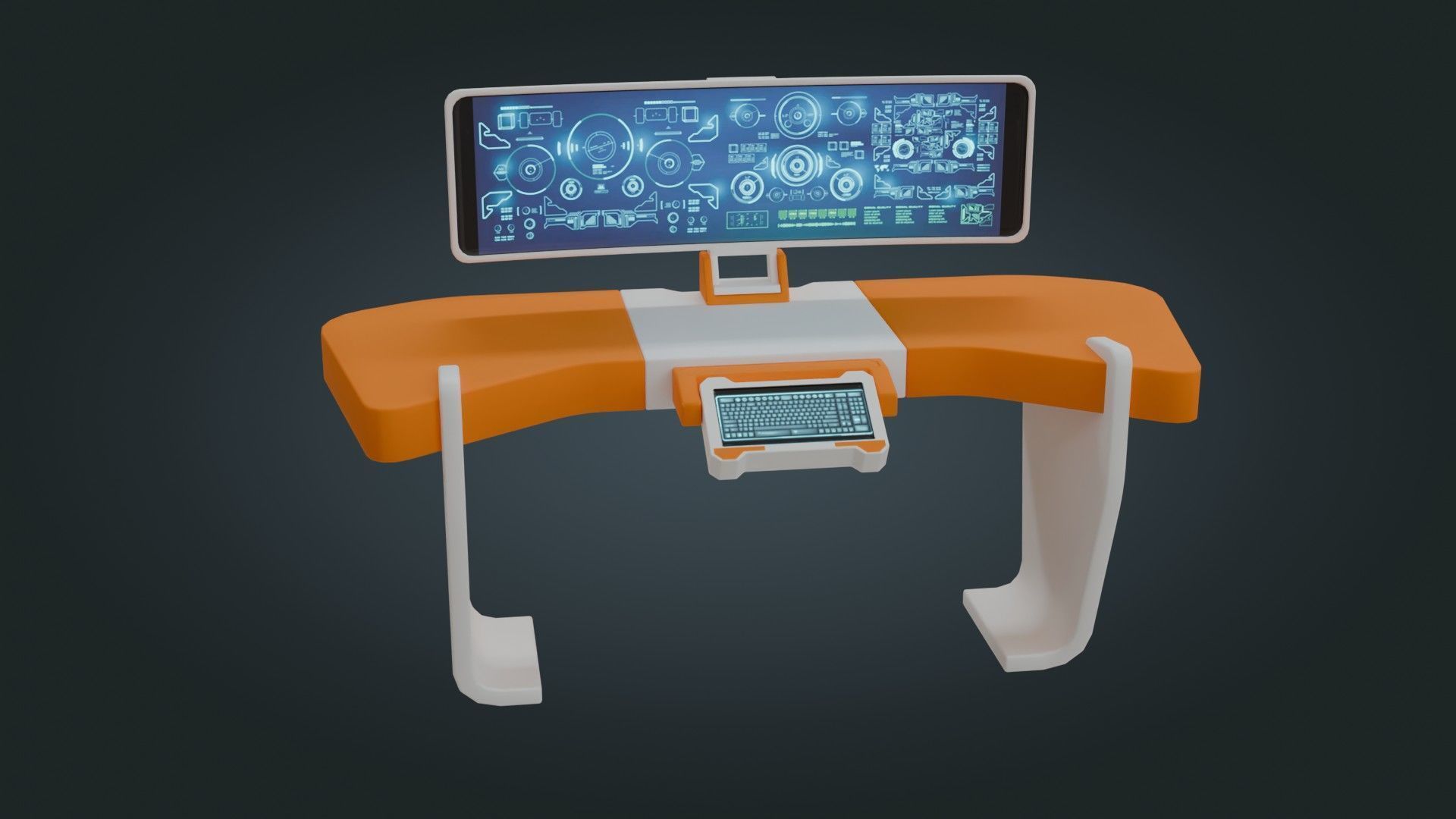 Sci fi Workspace - Game Ready - PBR Low-poly 3D model_13