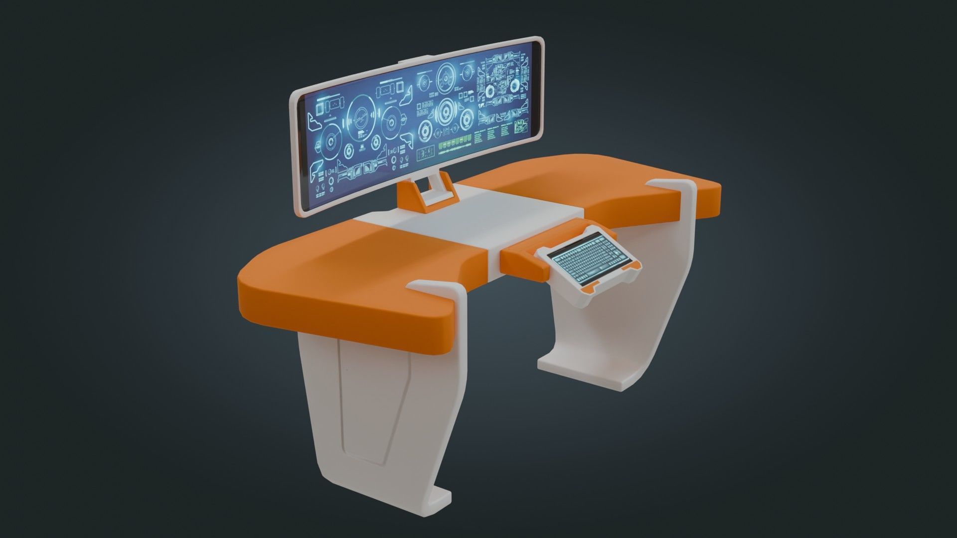 Sci fi Workspace - Game Ready - PBR Low-poly 3D model_11