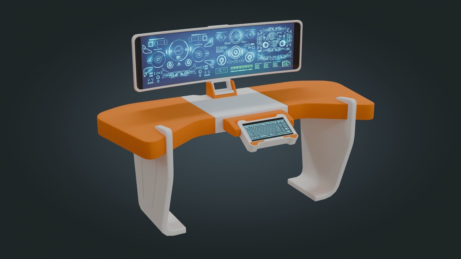 Sci fi Workspace - Game Ready - PBR Low-poly 3D model_12