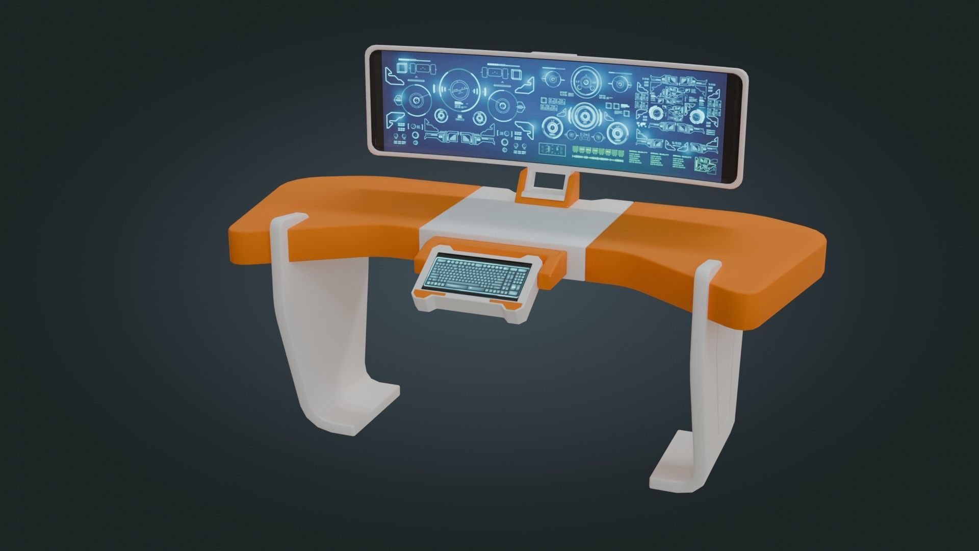 Sci fi Workspace - Game Ready - PBR Low-poly 3D model_3