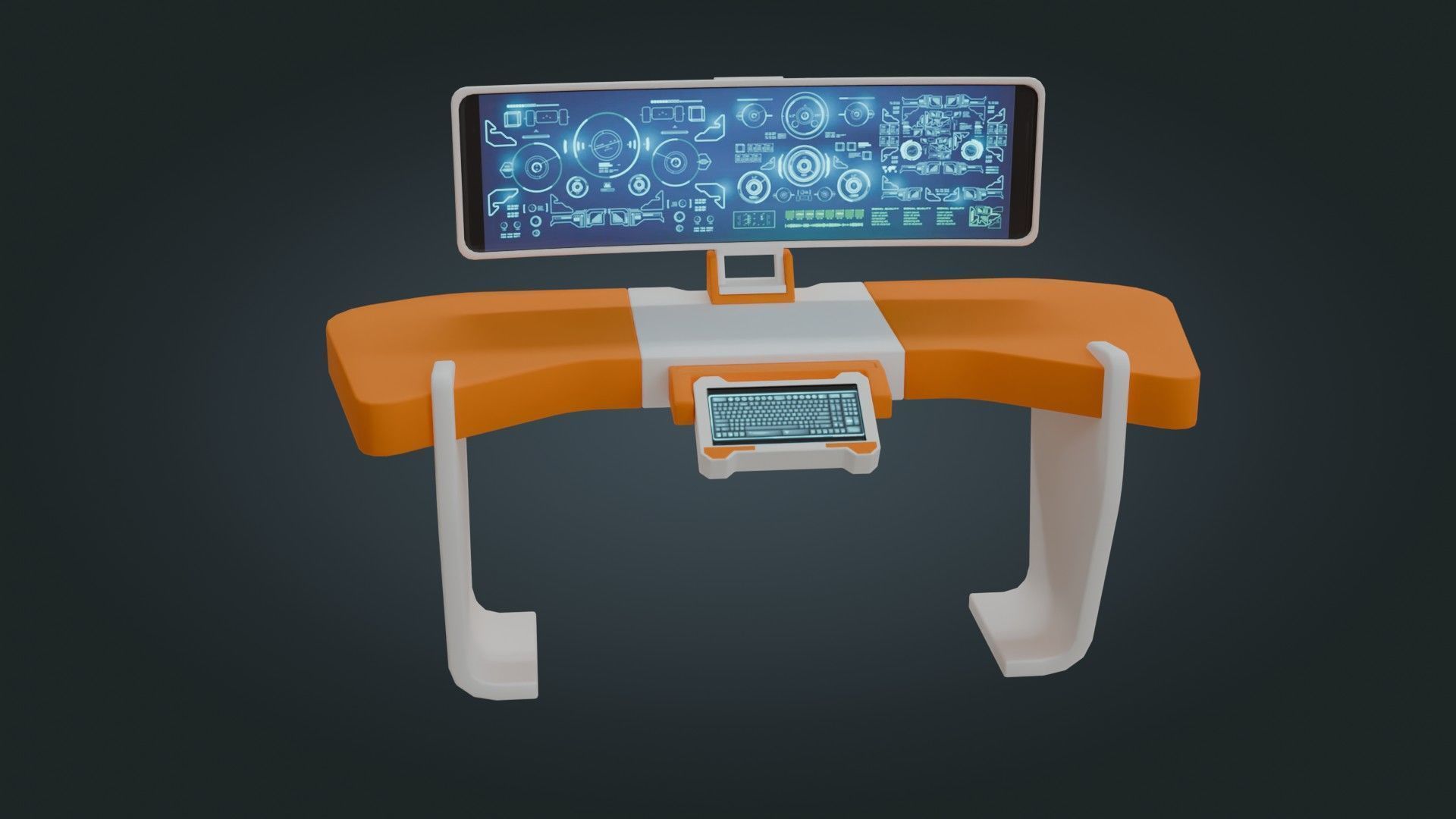 Sci fi Workspace - Game Ready - PBR Low-poly 3D model_2