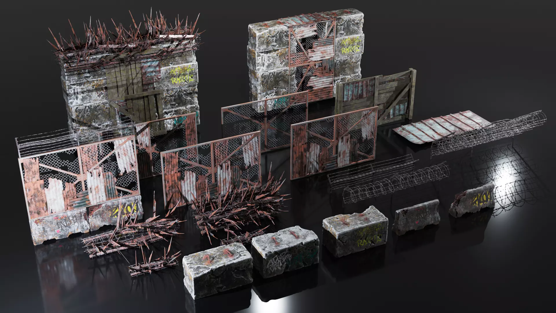 Post Apocalyptic Makeshift Barricades 3D model