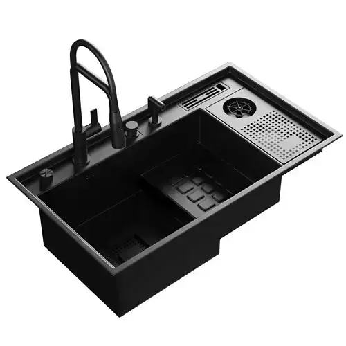 Asras Large Size Nanometer Cup Rinser Stepped Kitchen Sink 2 Low-poly 3D model