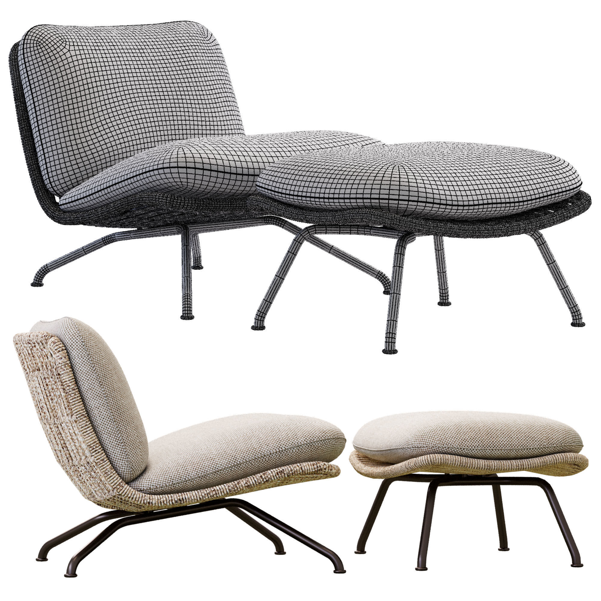 Pattie Cord Outdoor Armchair 3D model_4