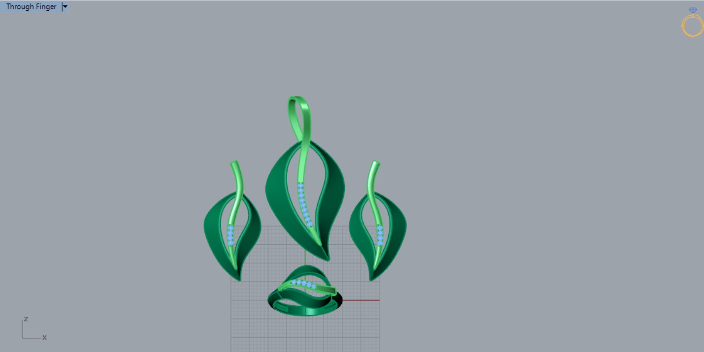 leaf jewelry set js0011 3D print model_10