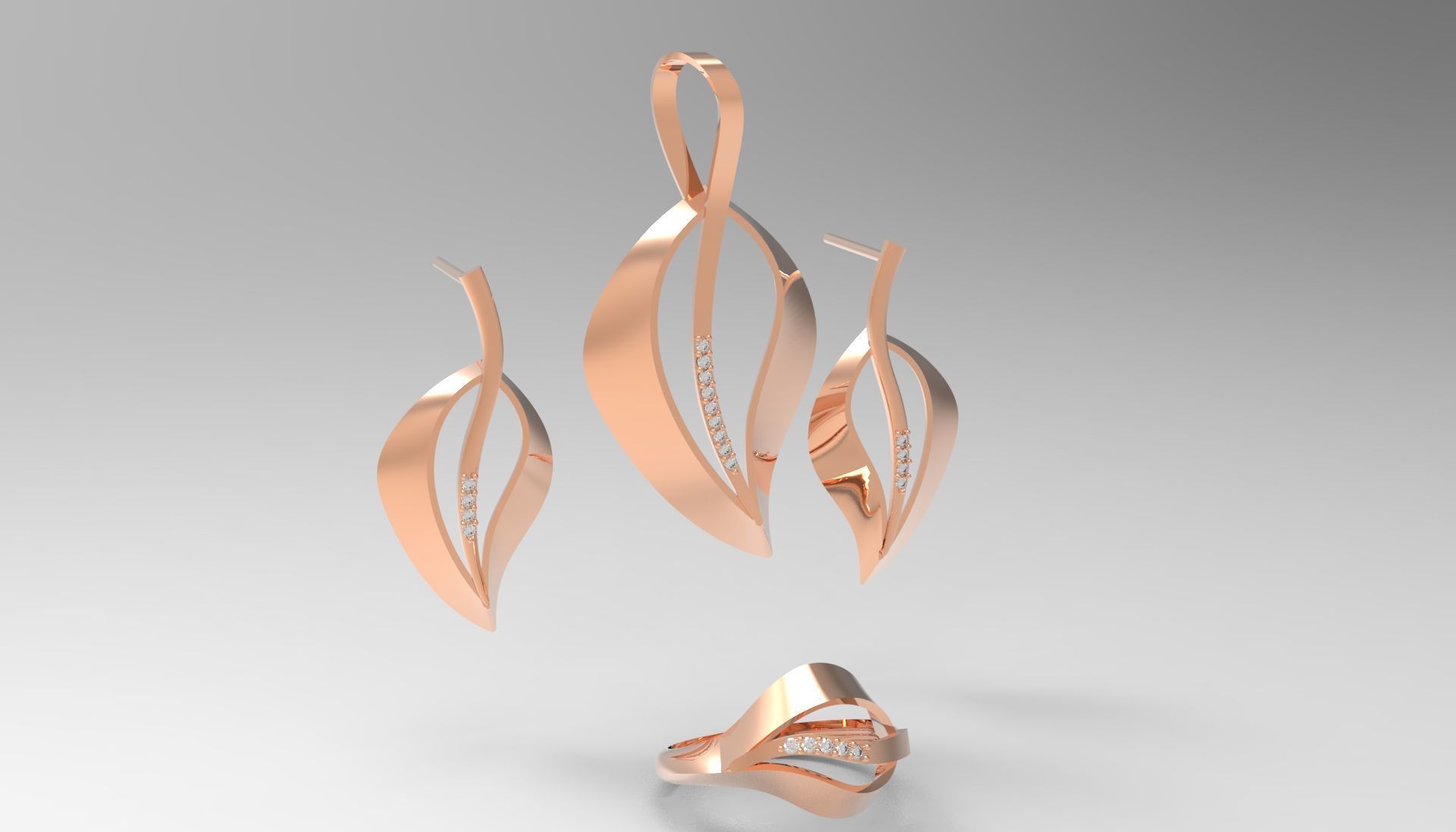 leaf jewelry set js0011 3D print model_19