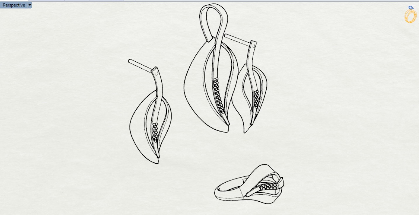 leaf jewelry set js0011 3D print model_7