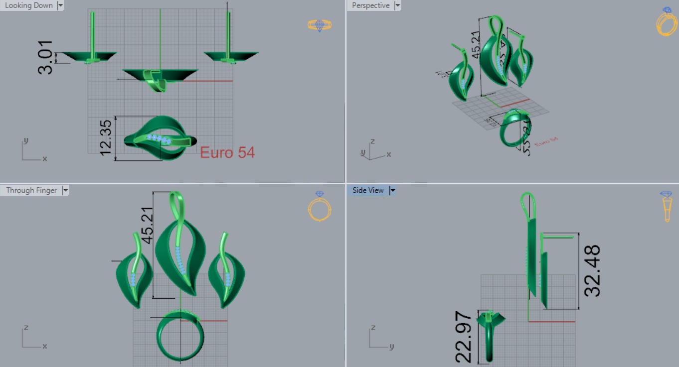 leaf jewelry set js0011 3D print model_4