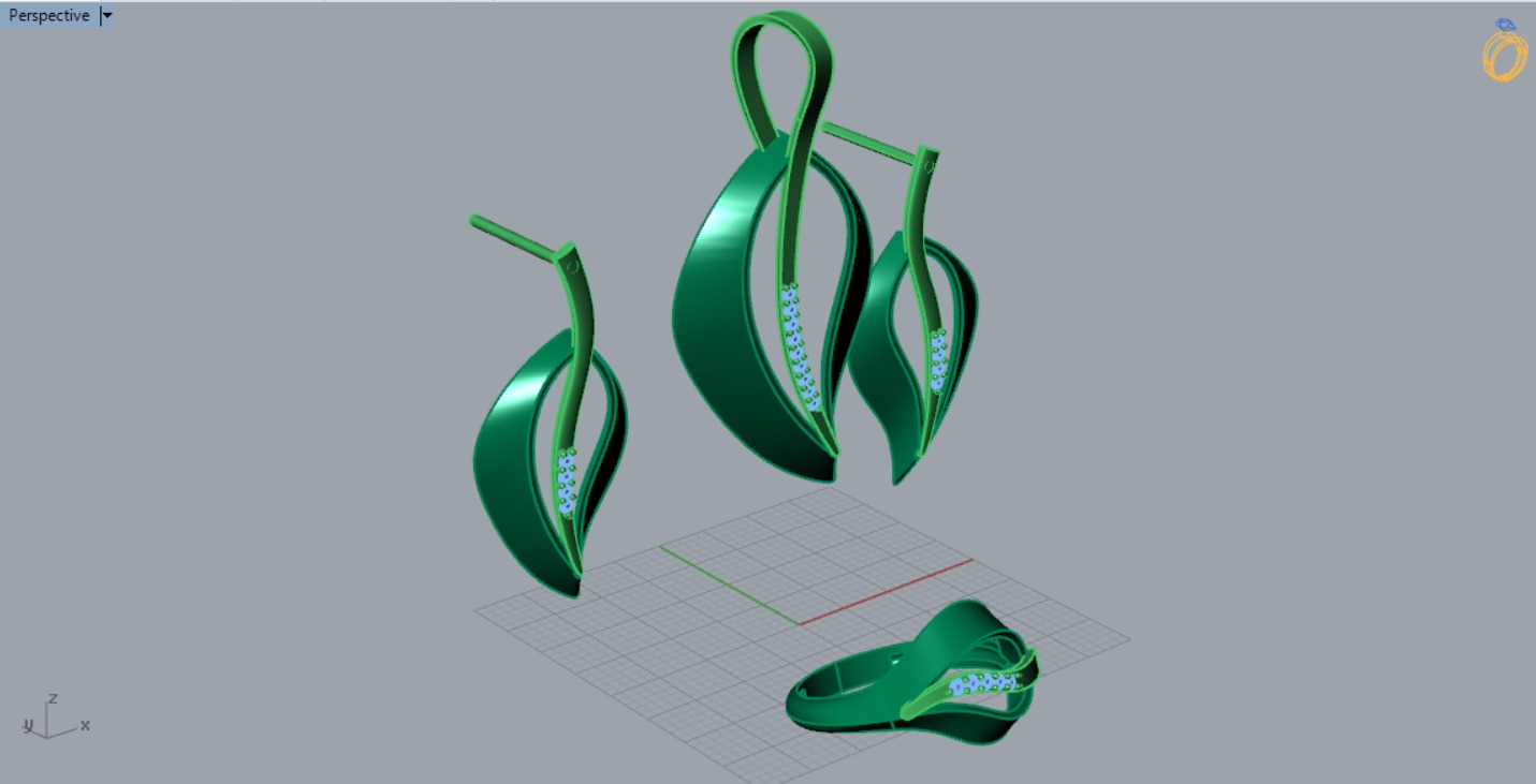 leaf jewelry set js0011 3D print model_6