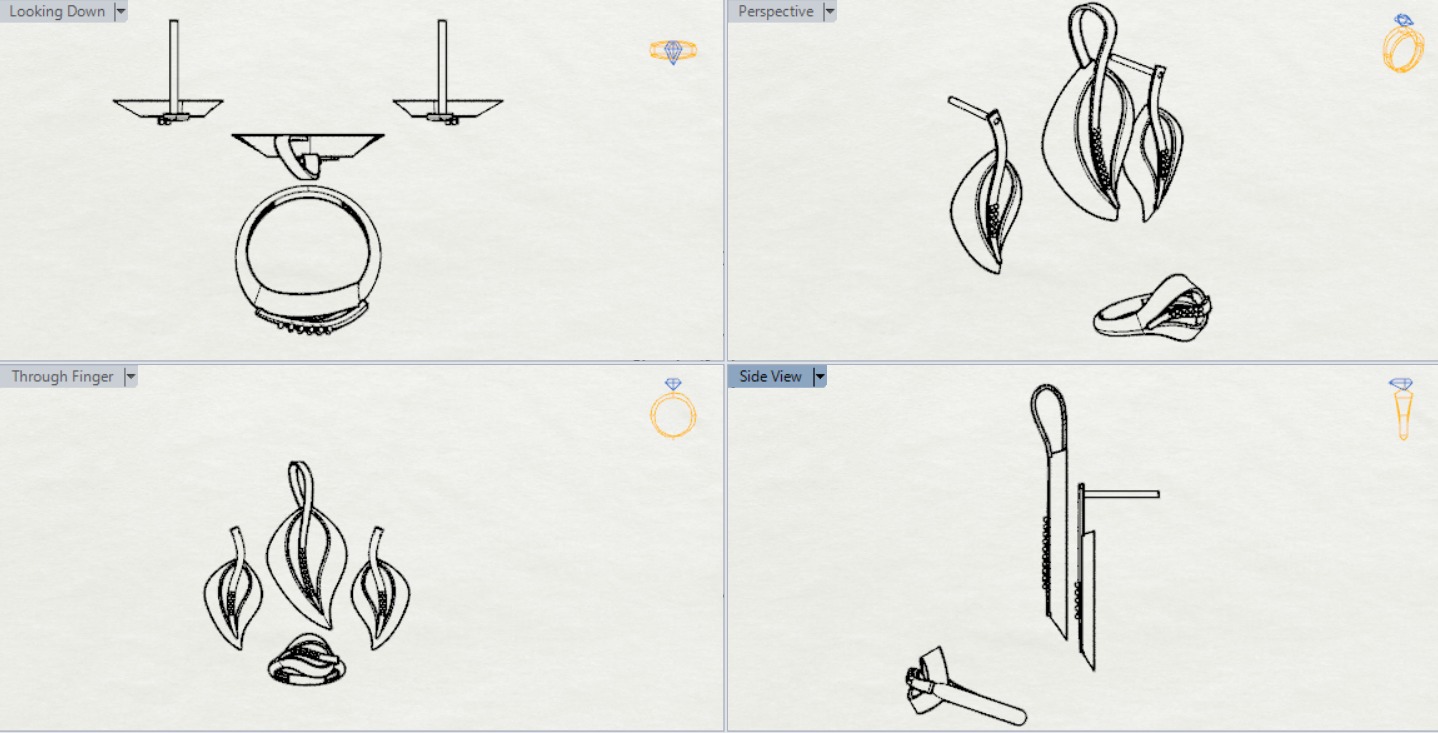 leaf jewelry set js0011 3D print model_14