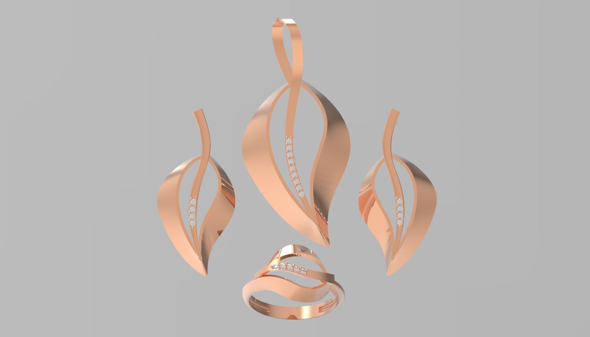 leaf jewelry set js0011 3D print model_18