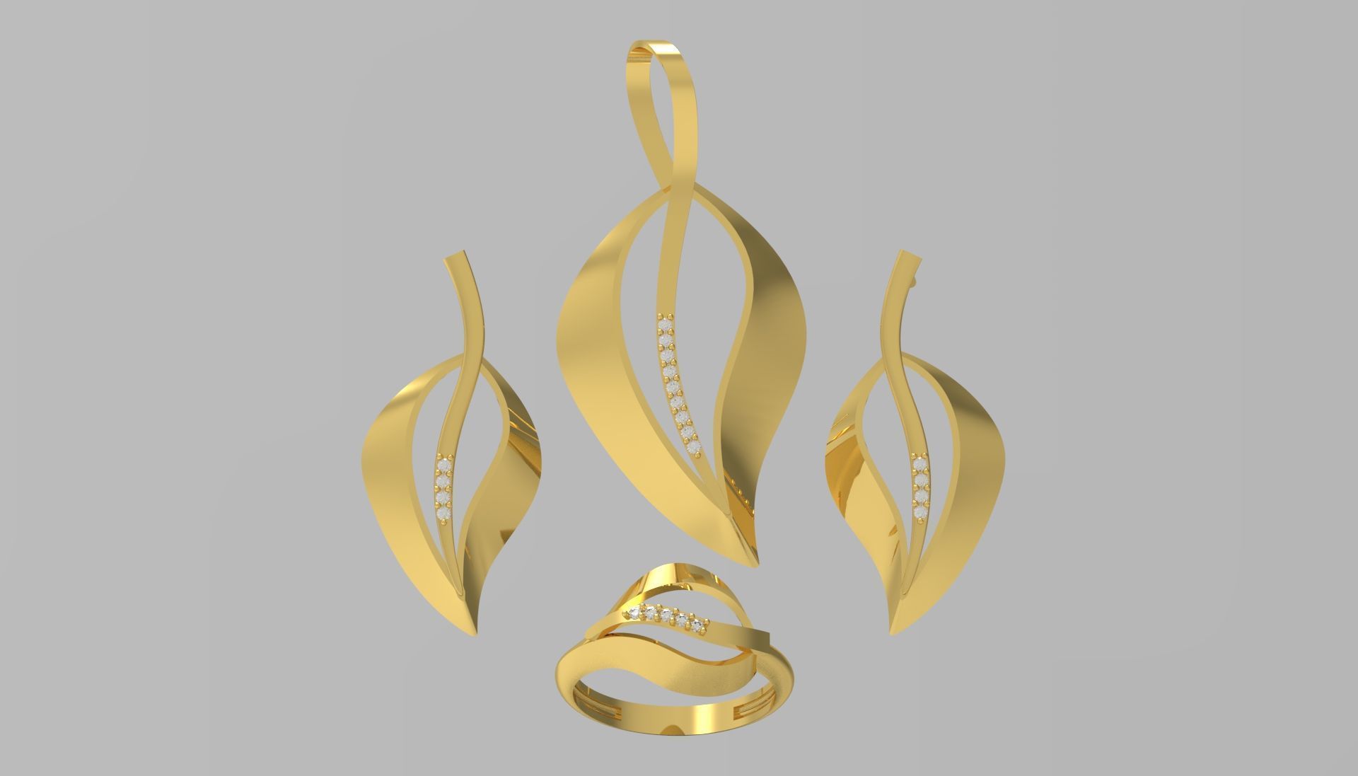 leaf jewelry set js0011 3D print model_17
