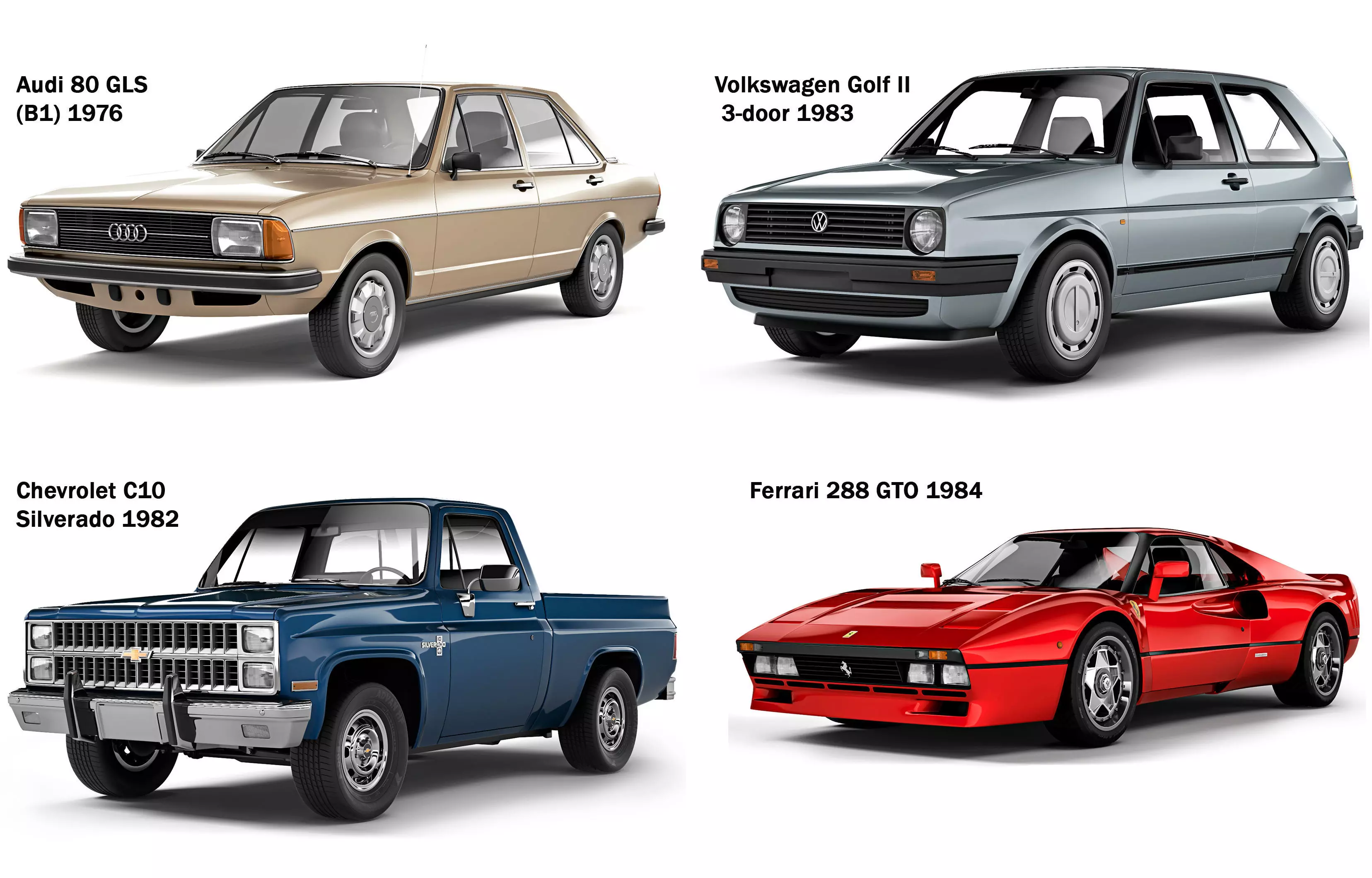 Set of retro cars 1 3D Model Collection_0