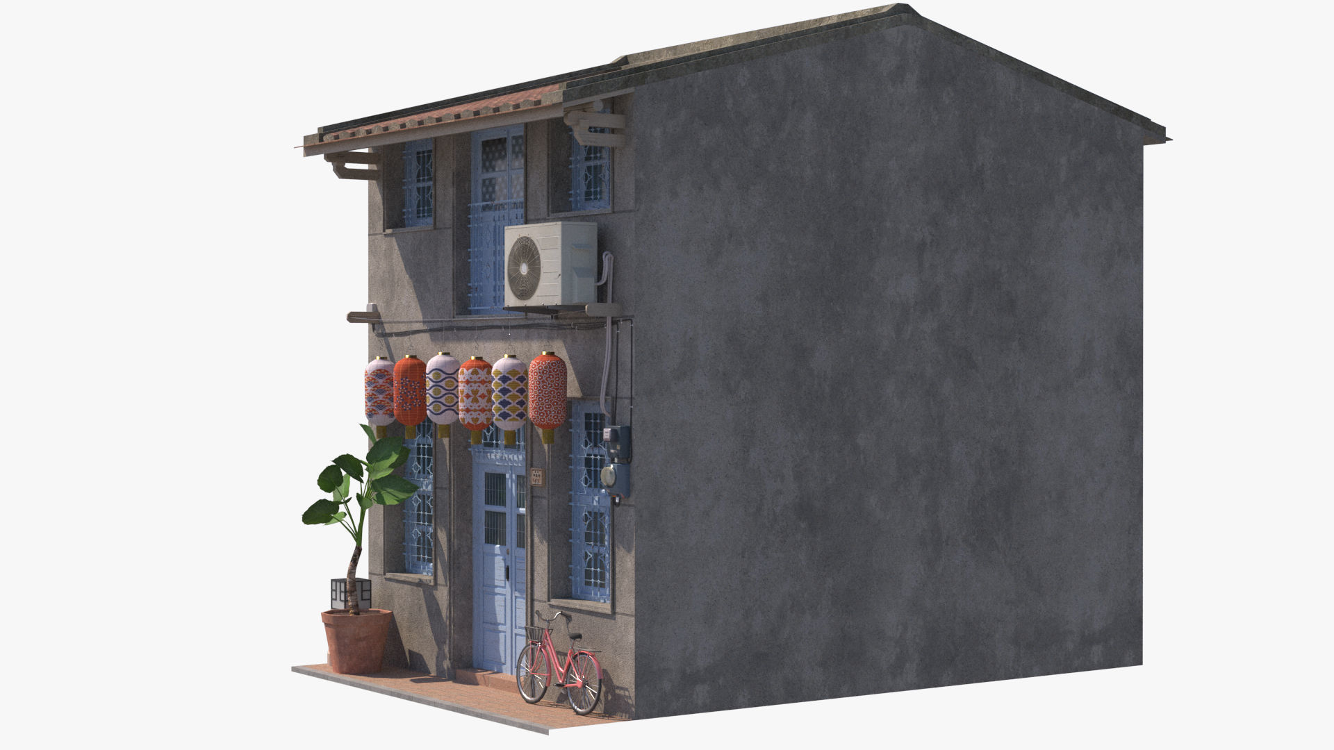 Shennong Street Building 61 Low-poly 3D model_3