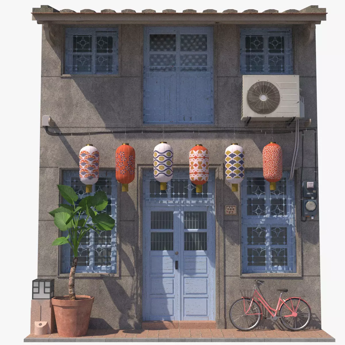 Shennong Street Building 61 Low-poly 3D model_0