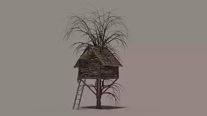 Old Tree House Low-poly 3D model