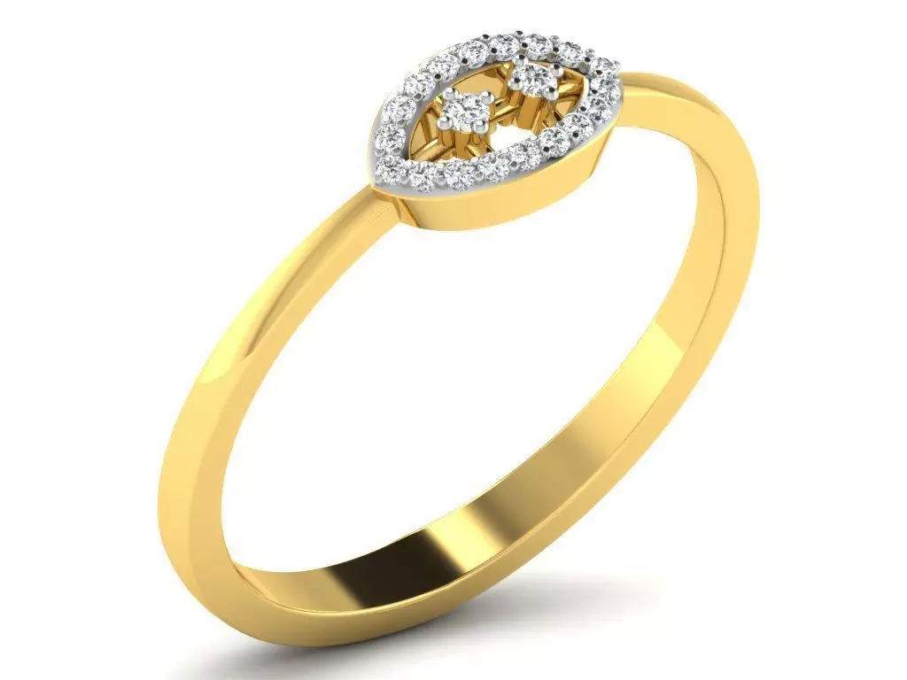 Light Weight Yellow Gold Diamond Ring DR-6040 3D print model_0