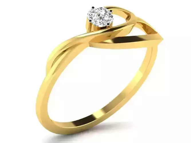 Light Weight Yellow Gold Diamond Ring DR-6047