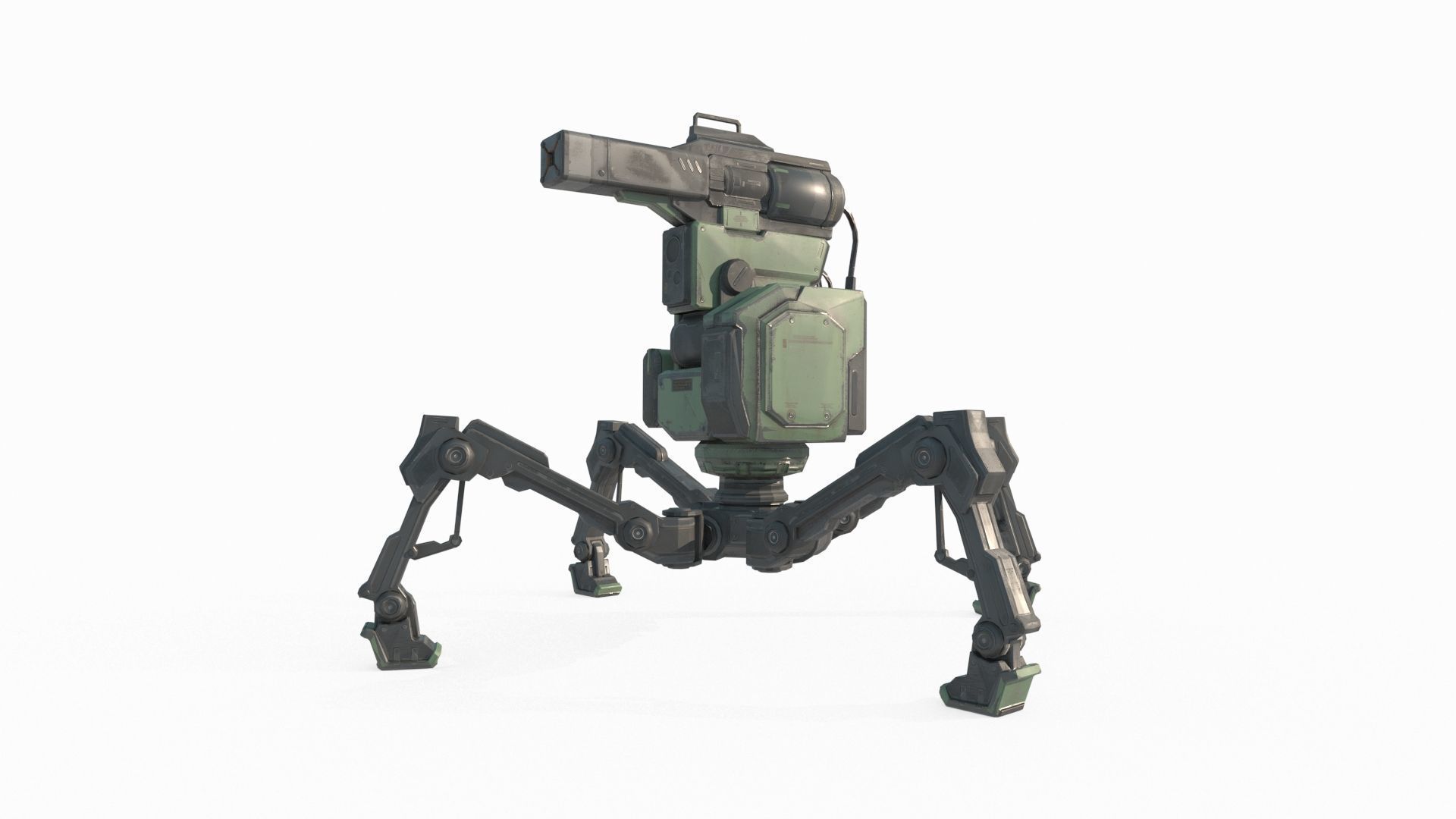 Sci Fi turret robot 3D model_1