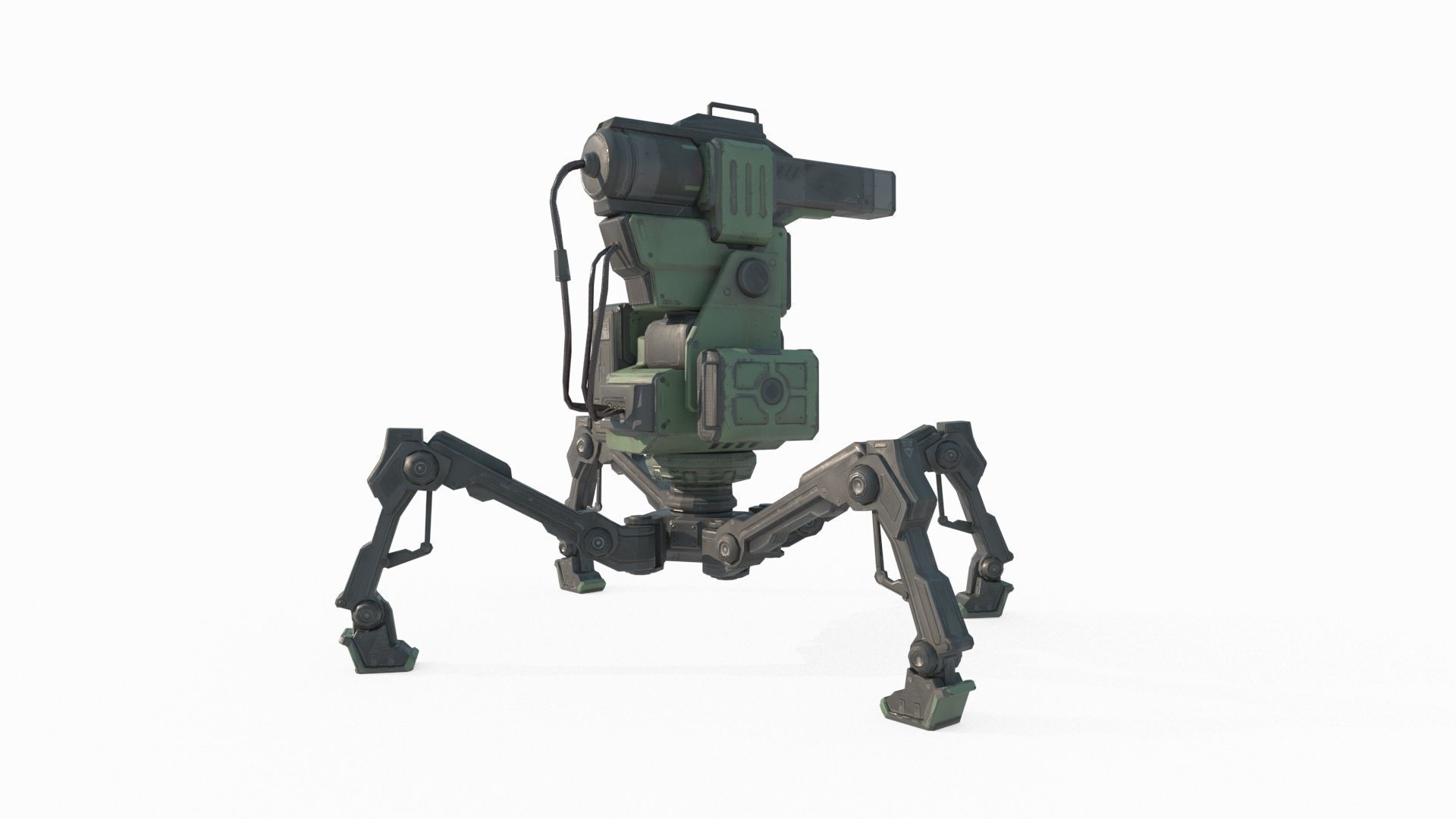 Sci Fi turret robot 3D model_4