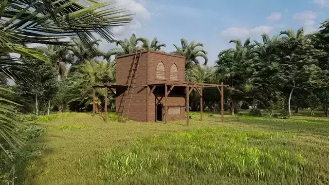 Wooden cottage-old house-Old Abandoned House 3D model