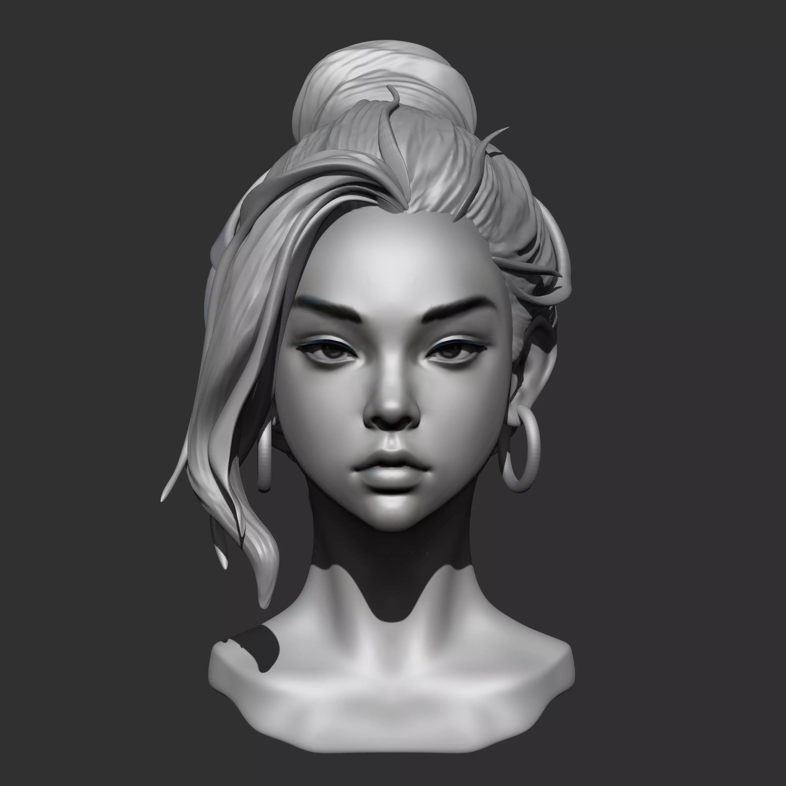 BASE MESH HEAD FEMALE SEMI-REAL STYLE 3D print model