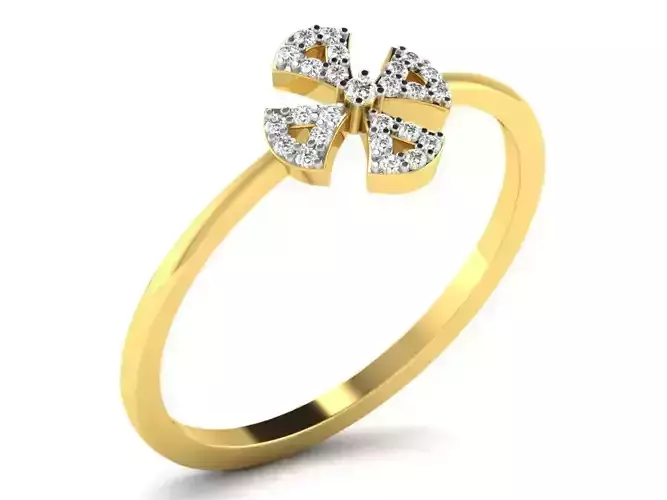 Light Weight Yellow Gold Diamond Ring DR-6069