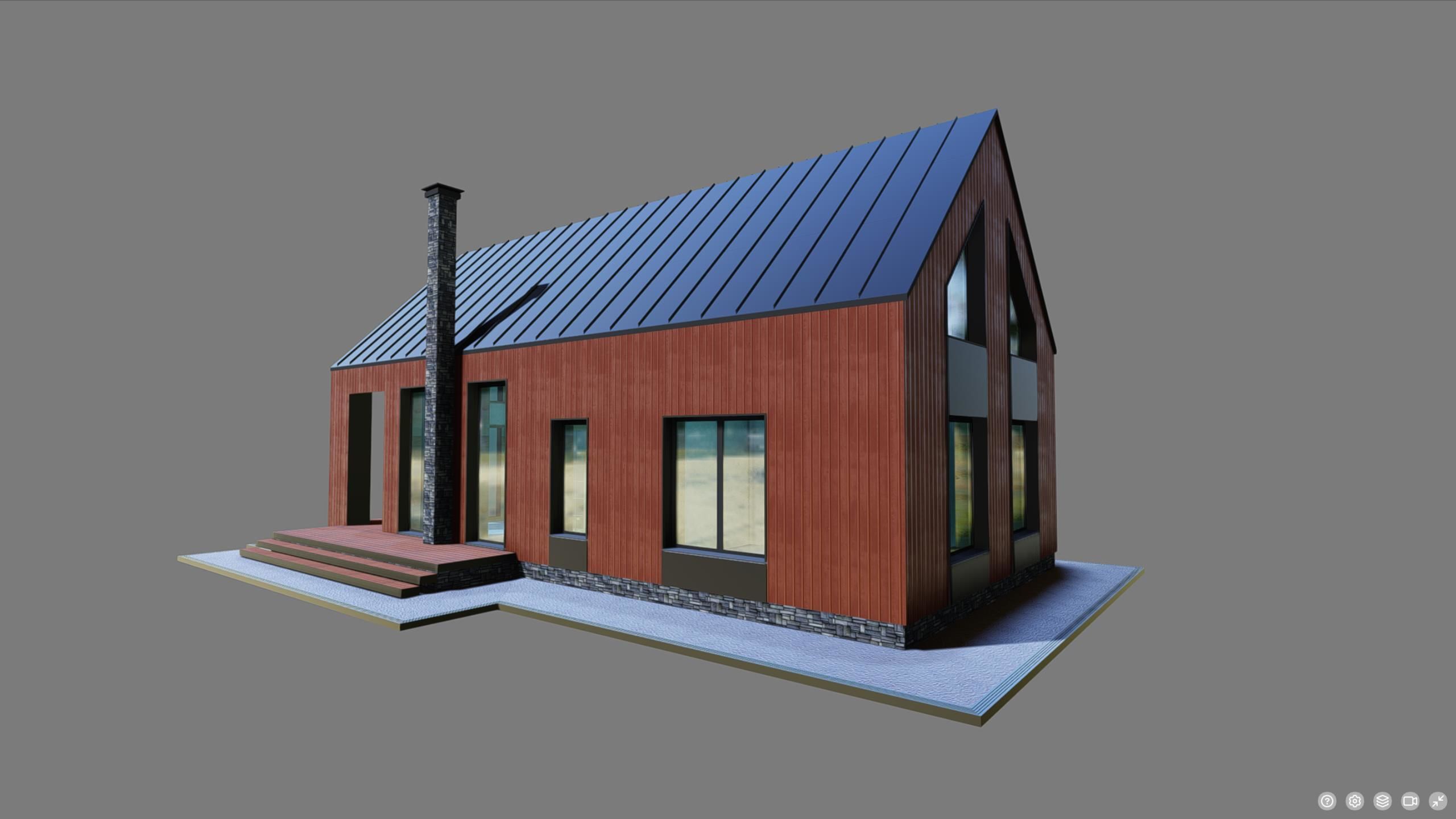P0019 Residential House Barn House 02 Low-poly 3D model_2