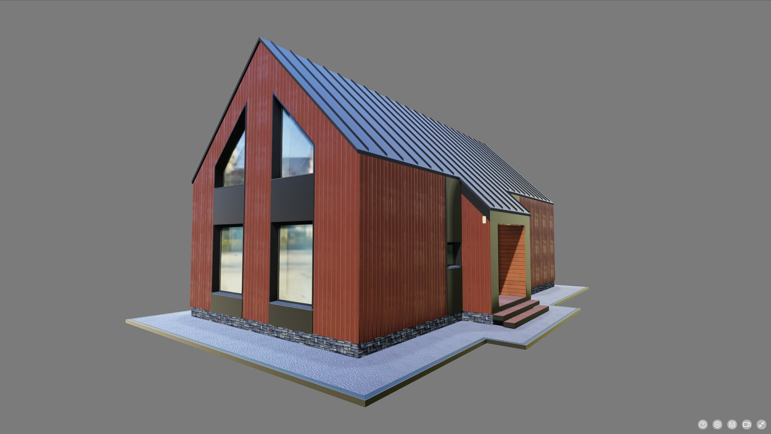 P0019 Residential House Barn House 02 Low-poly 3D model_4