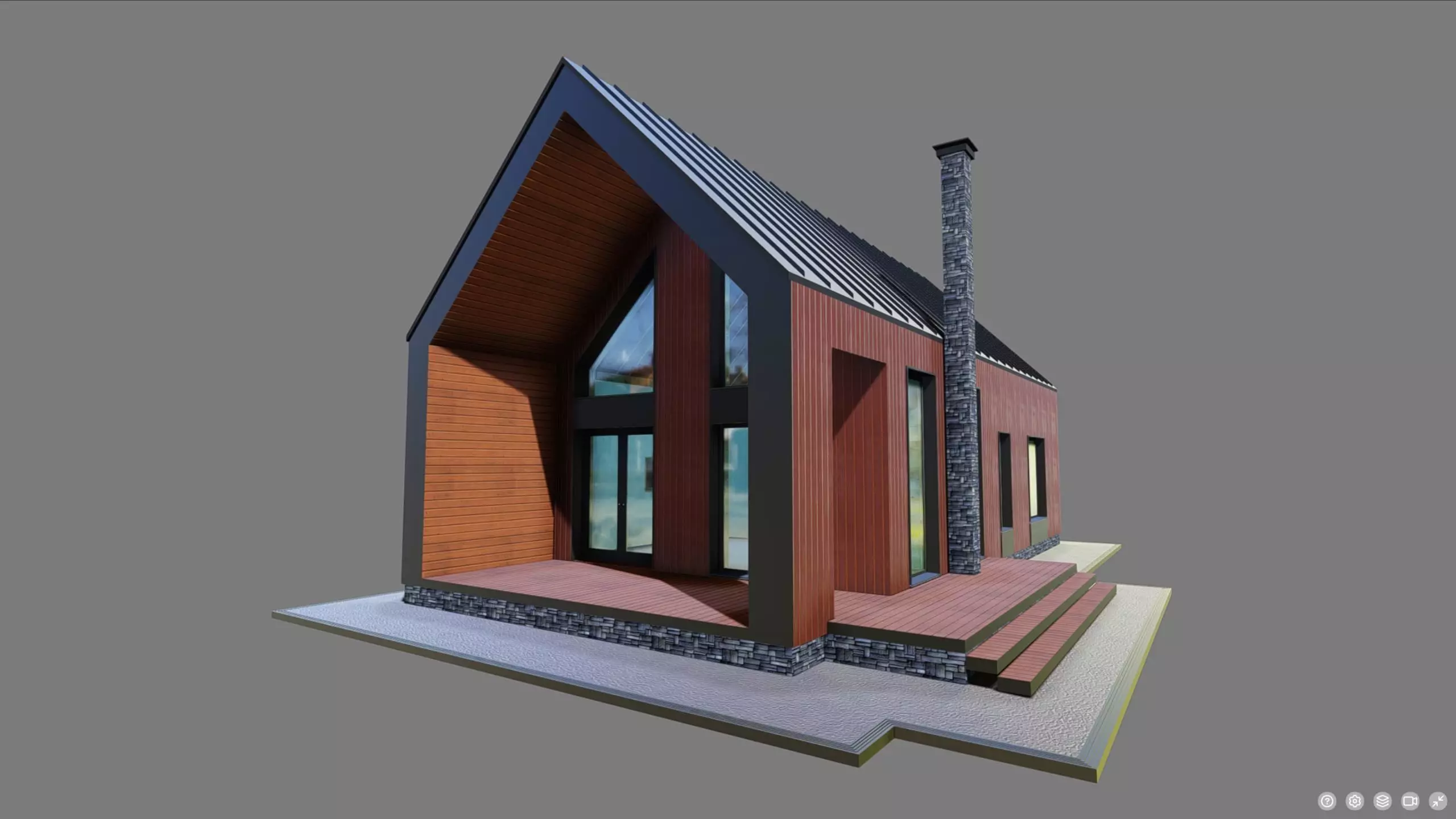 P0019 Residential House Barn House 02 Low-poly 3D model_0