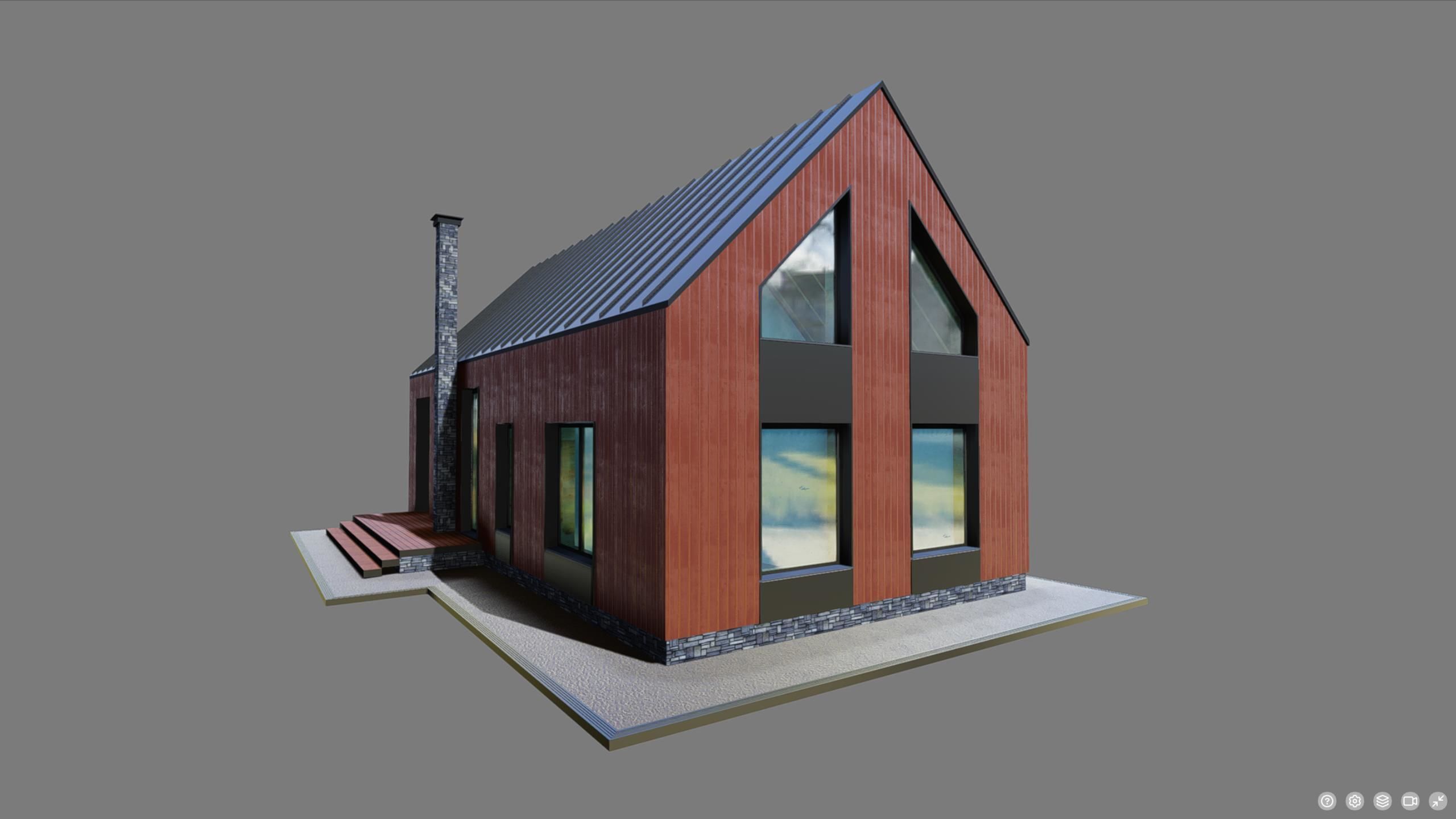 P0019 Residential House Barn House 02 Low-poly 3D model_3
