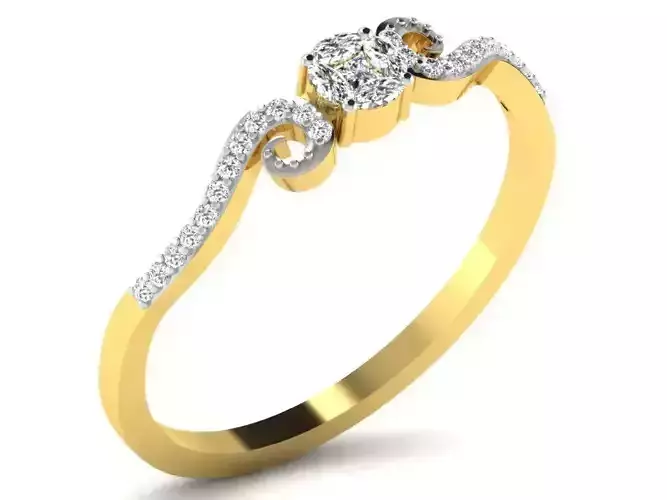 Light Weight Yellow Gold Diamond Ring DR-6088 3D print model