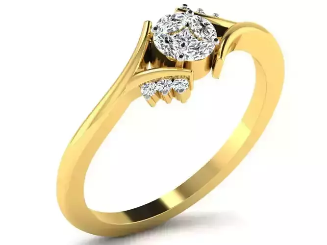 Light Weight Yellow Gold Diamond Ring DR-6091