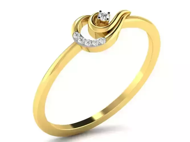 Light Weight Yellow Gold Diamond Ring DR-6093