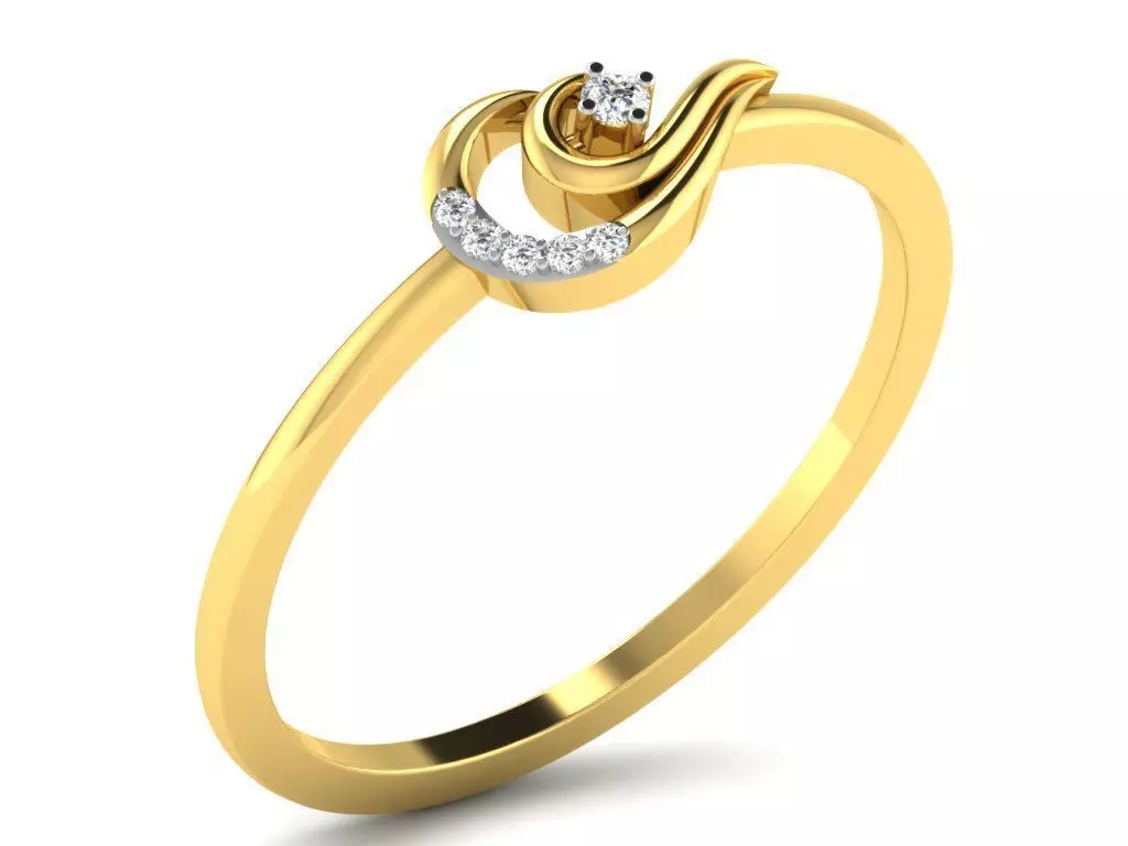 Light Weight Yellow Gold Diamond Ring DR-6093 3D print model_0