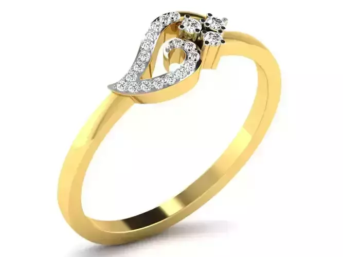Light Weight Yellow Gold Diamond Ring DR-6094
