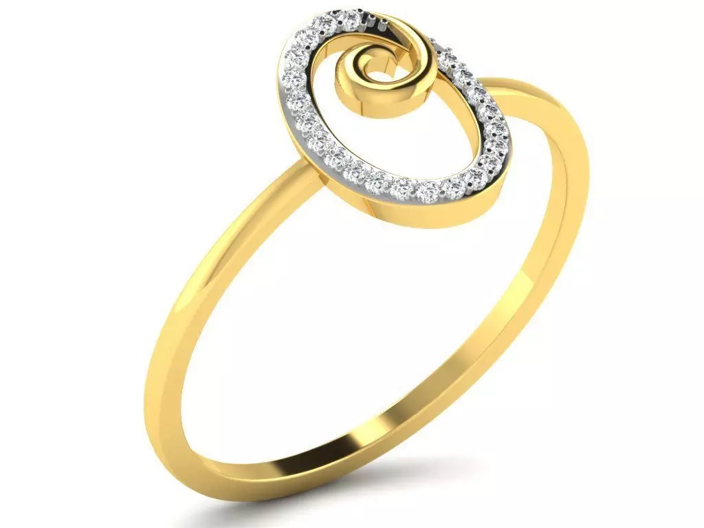 Light Weight Yellow Gold Diamond Ring DR-6107 3D print model_0