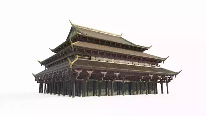 The Golden Luang Hall ancient Asian architecture