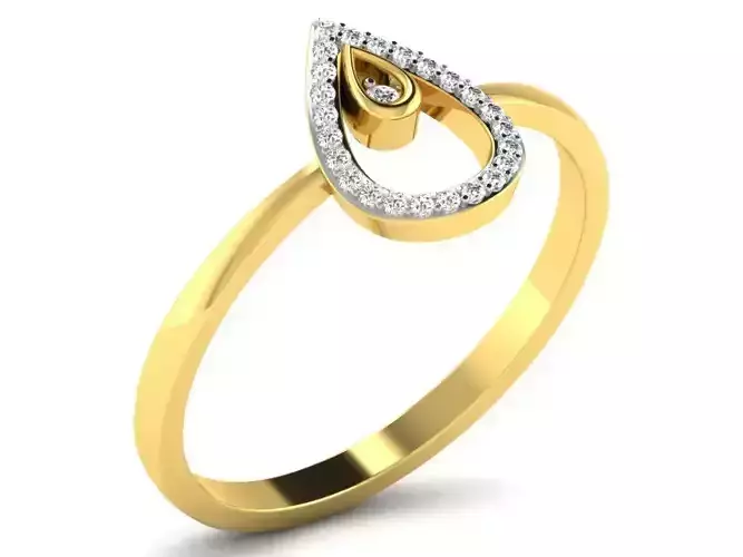 Light Weight Yellow Gold Diamond Ring DR-6112