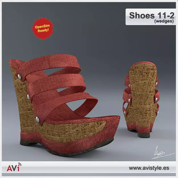 Shoe 11-2 wedges Low-poly 3D model_0