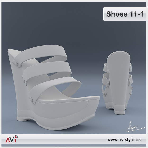 Shoe 11-2 wedges Low-poly 3D model_2