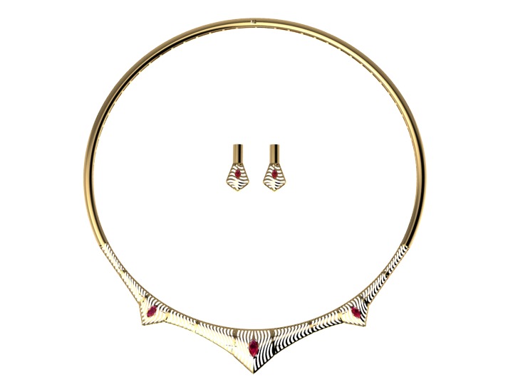 necklace and earring 3D print model_9