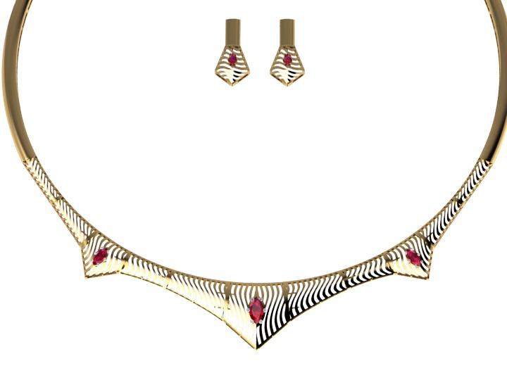 necklace and earring 3D print model_10