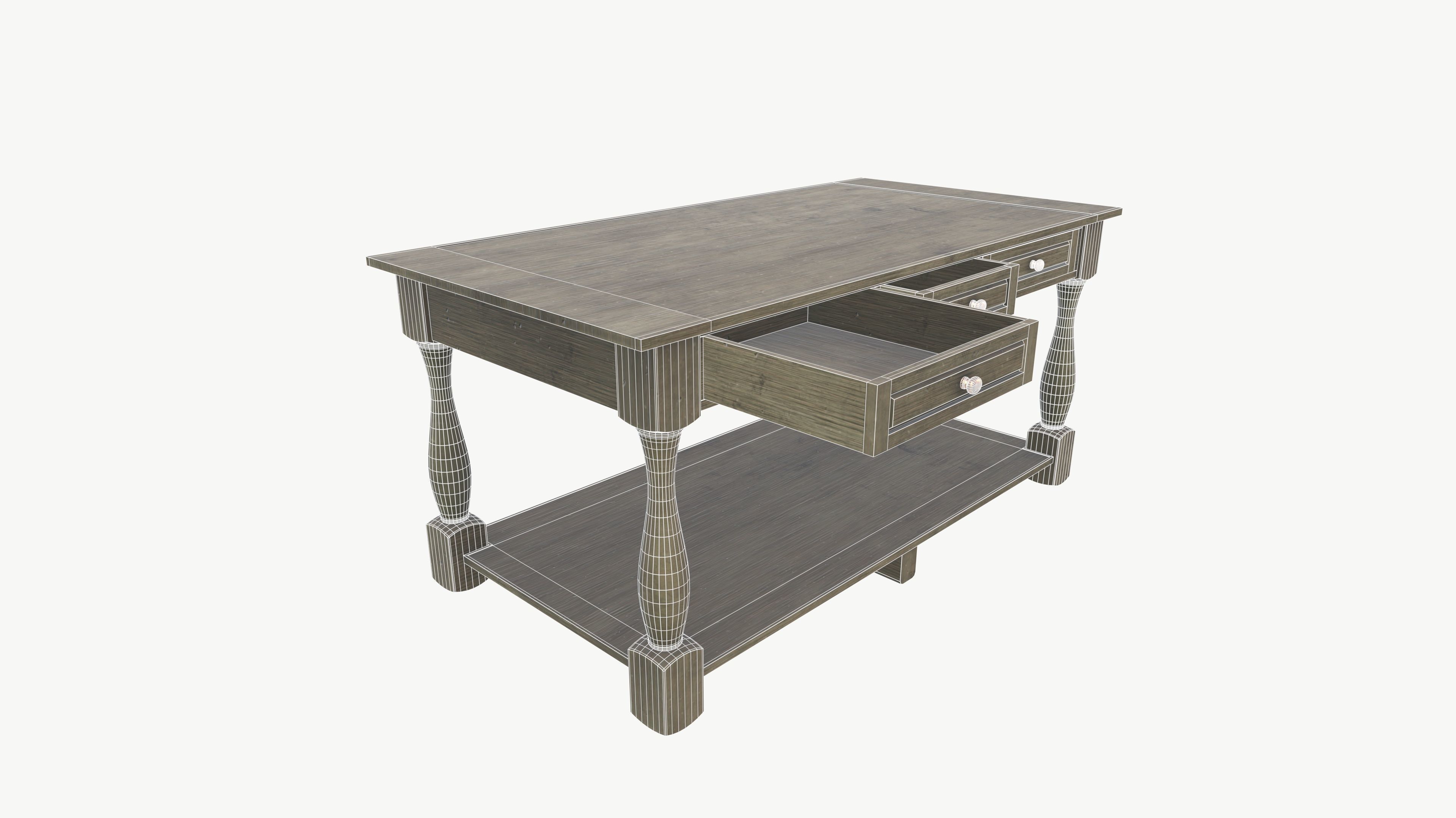 Console Table Low-poly 3D model_8