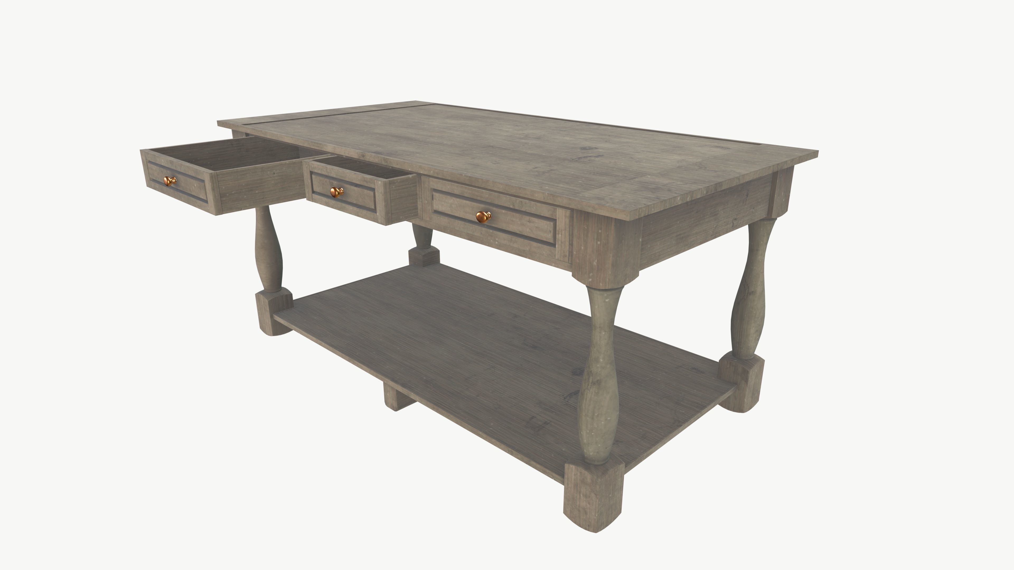 Console Table Low-poly 3D model_2