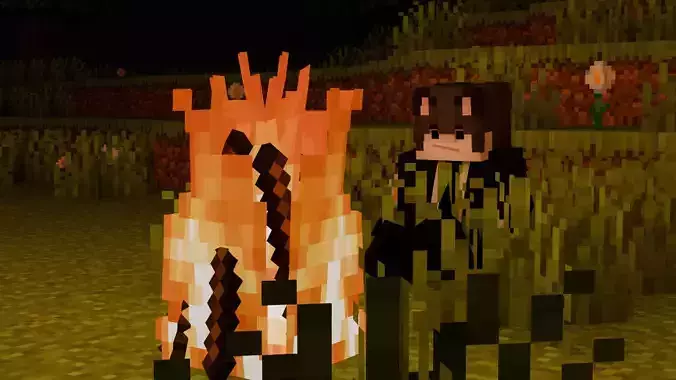 Minecraft fire Animation 3D model