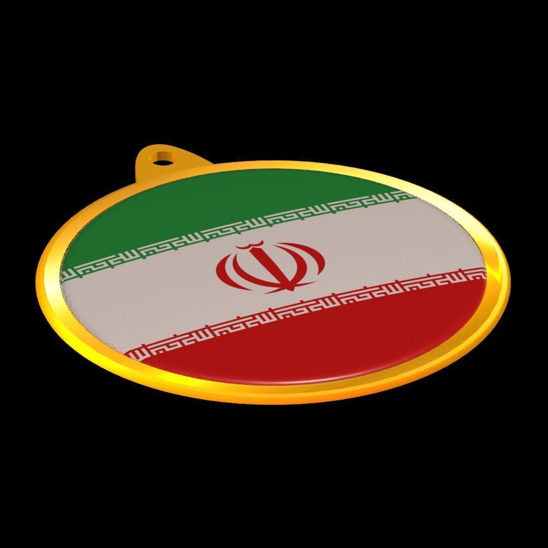 Iran Flag Golden Medal Badge 3D model_23