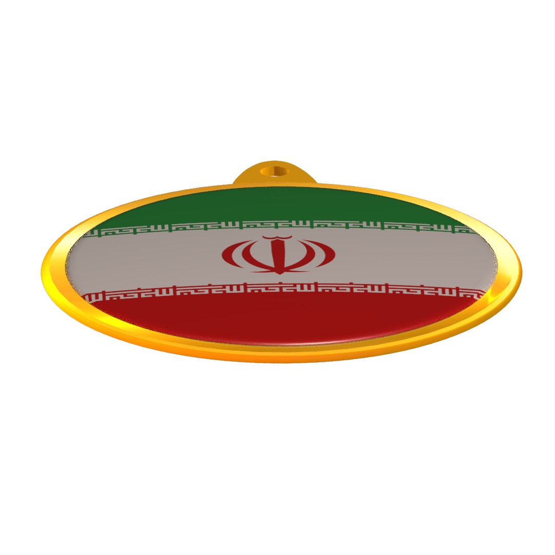 Iran Flag Golden Medal Badge 3D model_9