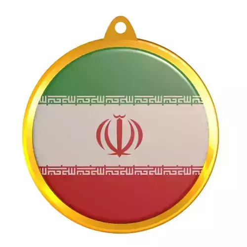 Iran Flag Golden Medal Badge 3D model