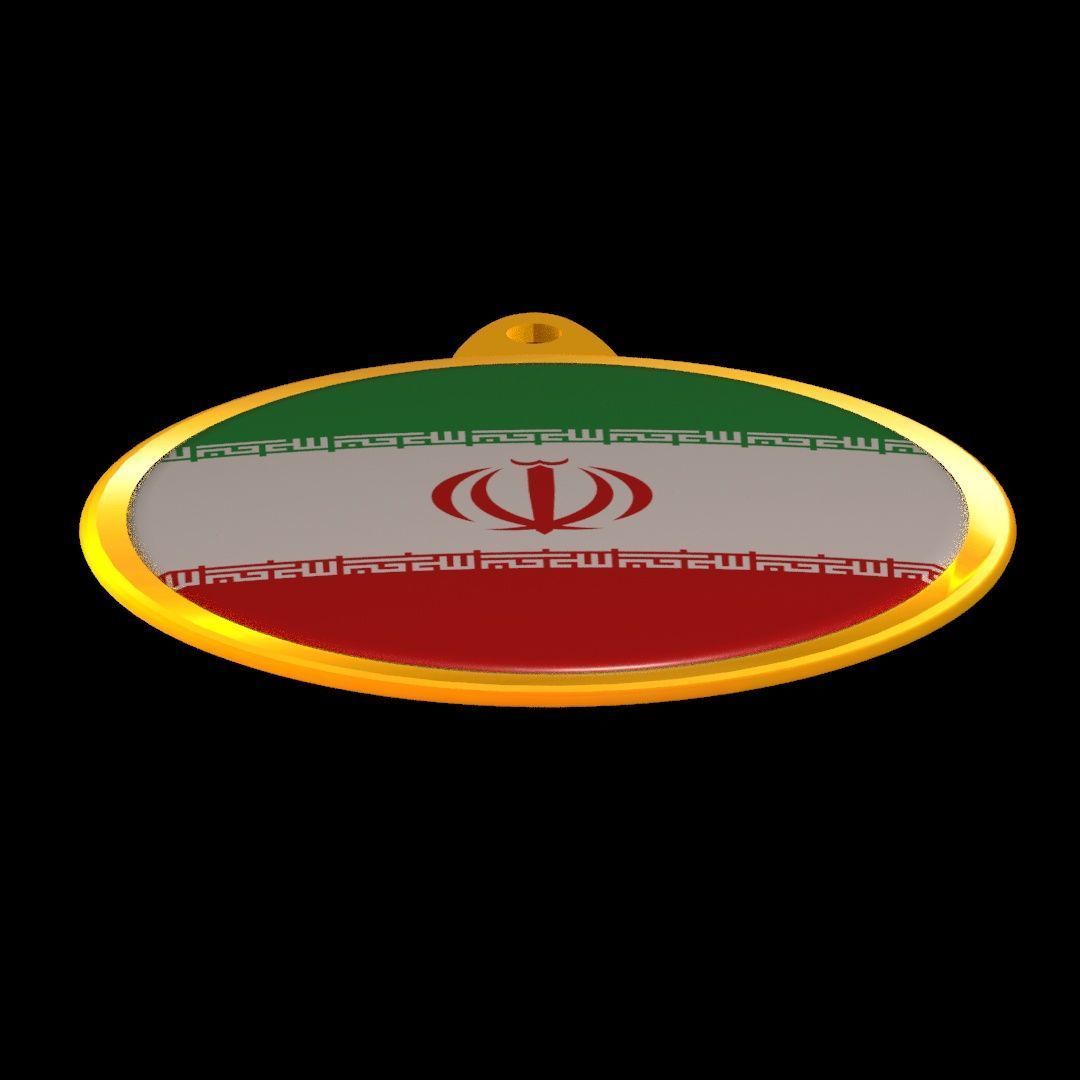 Iran Flag Golden Medal Badge 3D model_21